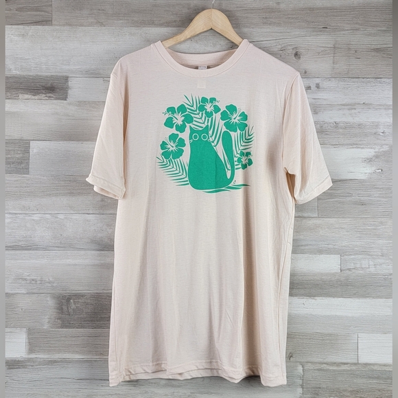 Cat Lady Tropicat Tee Shirt Soft Peachy Tan Women's Size Large - Picture 2 of 14